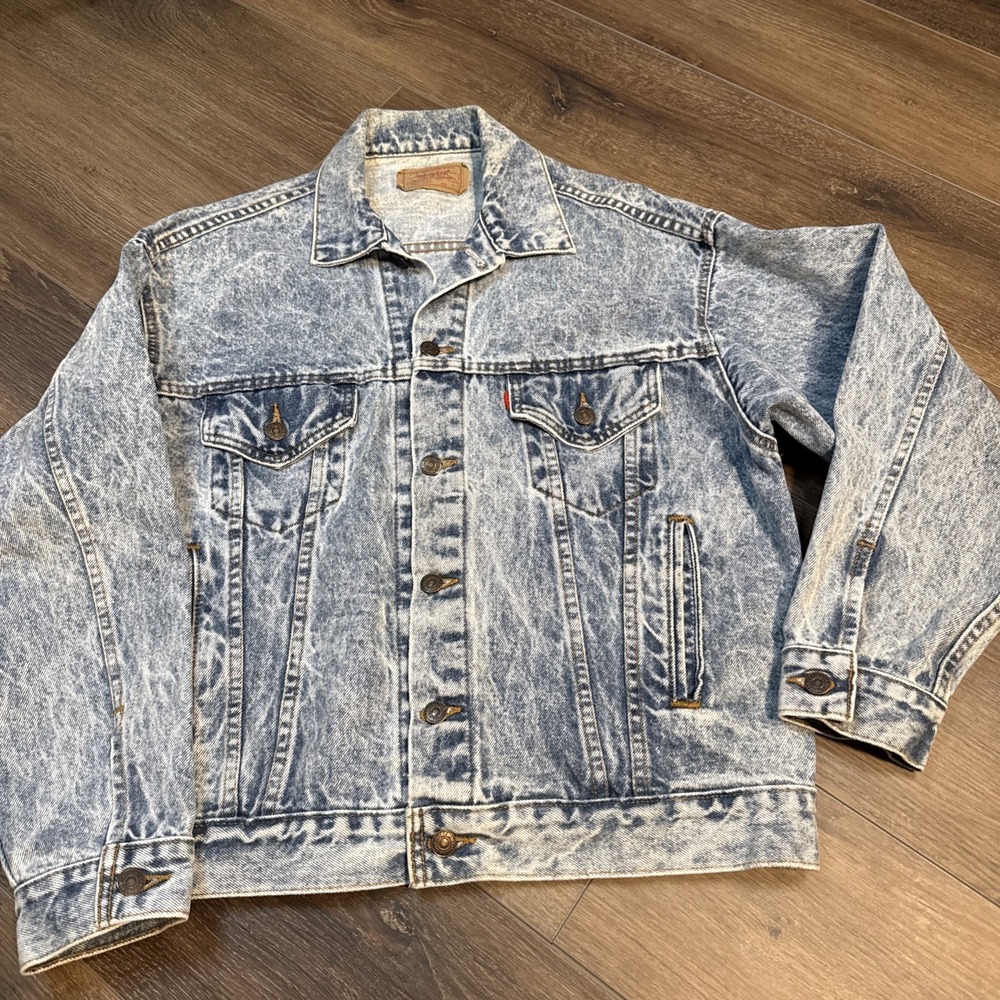Vintage Levis Jean Jacket Denim Trucker Acid Wash Y2K 90s WPL423 Men Sz L USA
